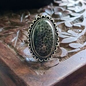 Stingray Coral Ring, Size 7.5, Sterling 9.25 Overlay